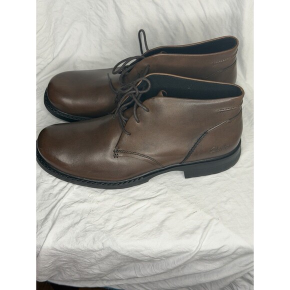 Clarks Goodwin Boots Men\'s Shoes Brown Leather Casual / Dress Lace Up Size 13 M